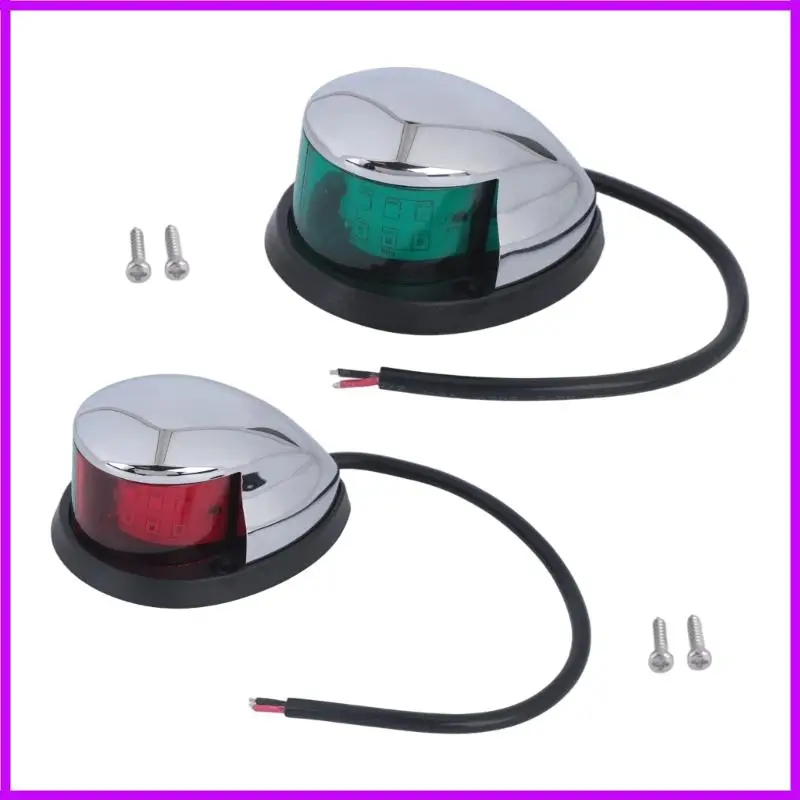 R9CC Marine Navigation Light Set with IP65 12 LEDs, Silver-Tone ABS Housings and Two Mounting Methods for Boats