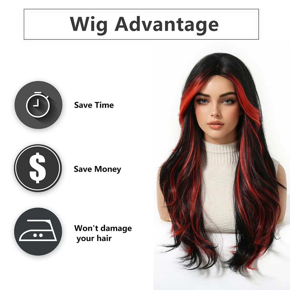 تجعيد الشعر الاصطناعية المتموجة ذات الجودة العالية مقاس 24 بوصة باللونين الأسود والأزرق مناسبة للشعر المستعار اليومي الطبيعي والرقيق #3