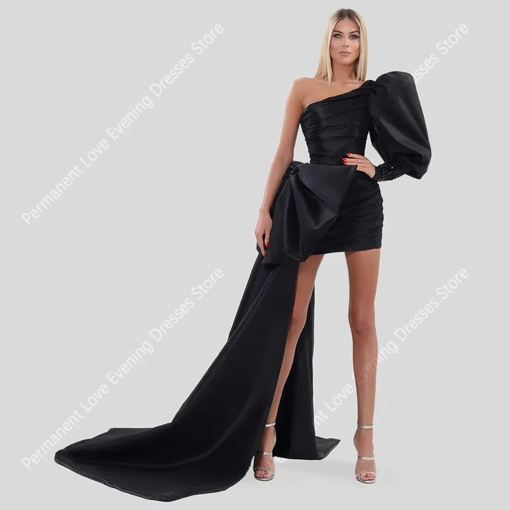 

Fascinating Women Mini Evening Dresses Single Shoulder Sleeves Prom Gowns Party Dresses For Special Occasions 2025 Customized