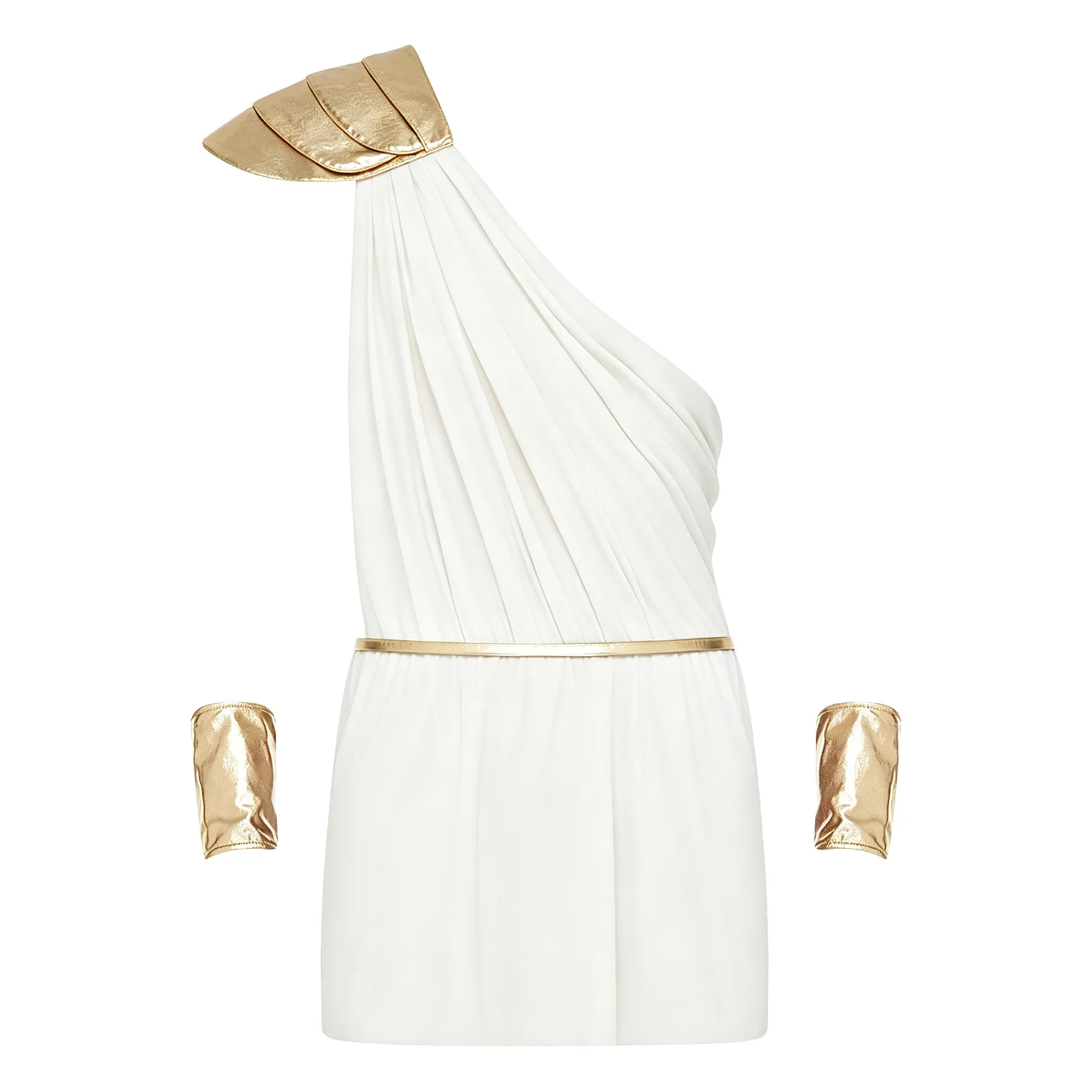 Men Greek God Zeus Mythology Cupid Costume Bodysuit with Belt Cuffs Ancient Egypt Roman Toga for Halloween Theme Party Dress Up view 3