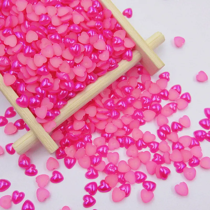 6/8/10MM Mix color Heart Shape Loose Beads ABS Imitation Pearl Flat-back Beads DIY Jewelry Craft Scrapbook Decoration