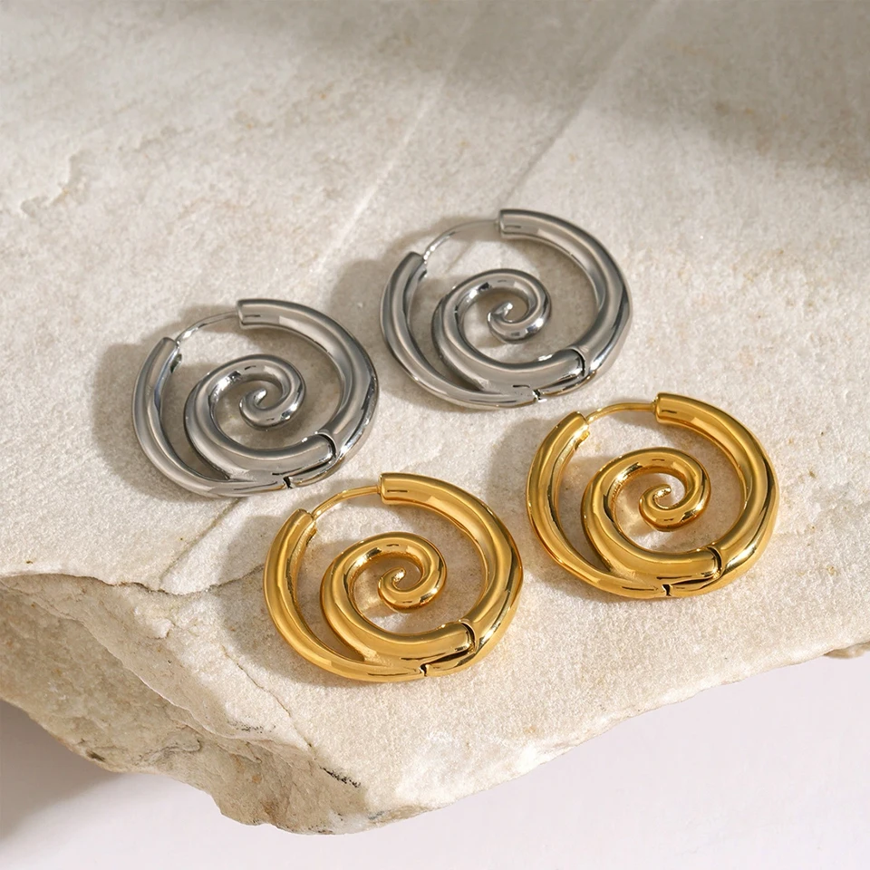 ZAKOL Personalized Mosquito Coil Shaped Stainless Steel Hoop Earring for Women Punk Spiral Circle Ear Accessories Jewelry Gift image 2