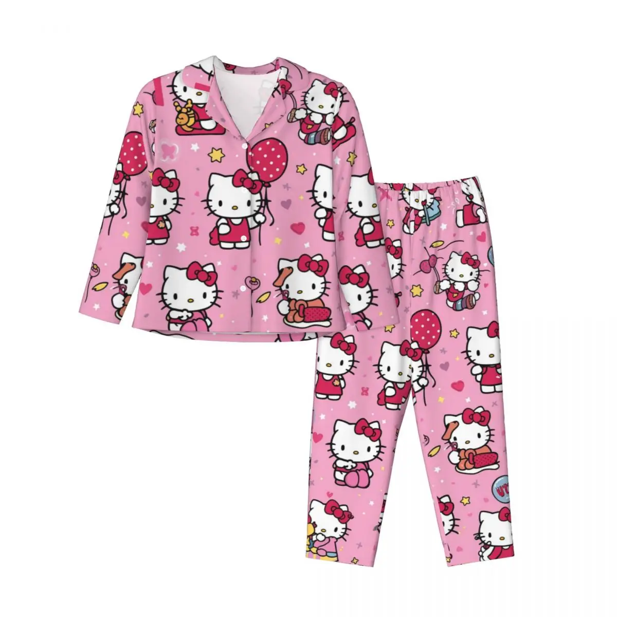 

Sanrio Characters Hello Kitty Kuromi Women's Pajamas Sets Woman 2 Pieces Pajamas Female Couples Loungewear Suit Home Clothes