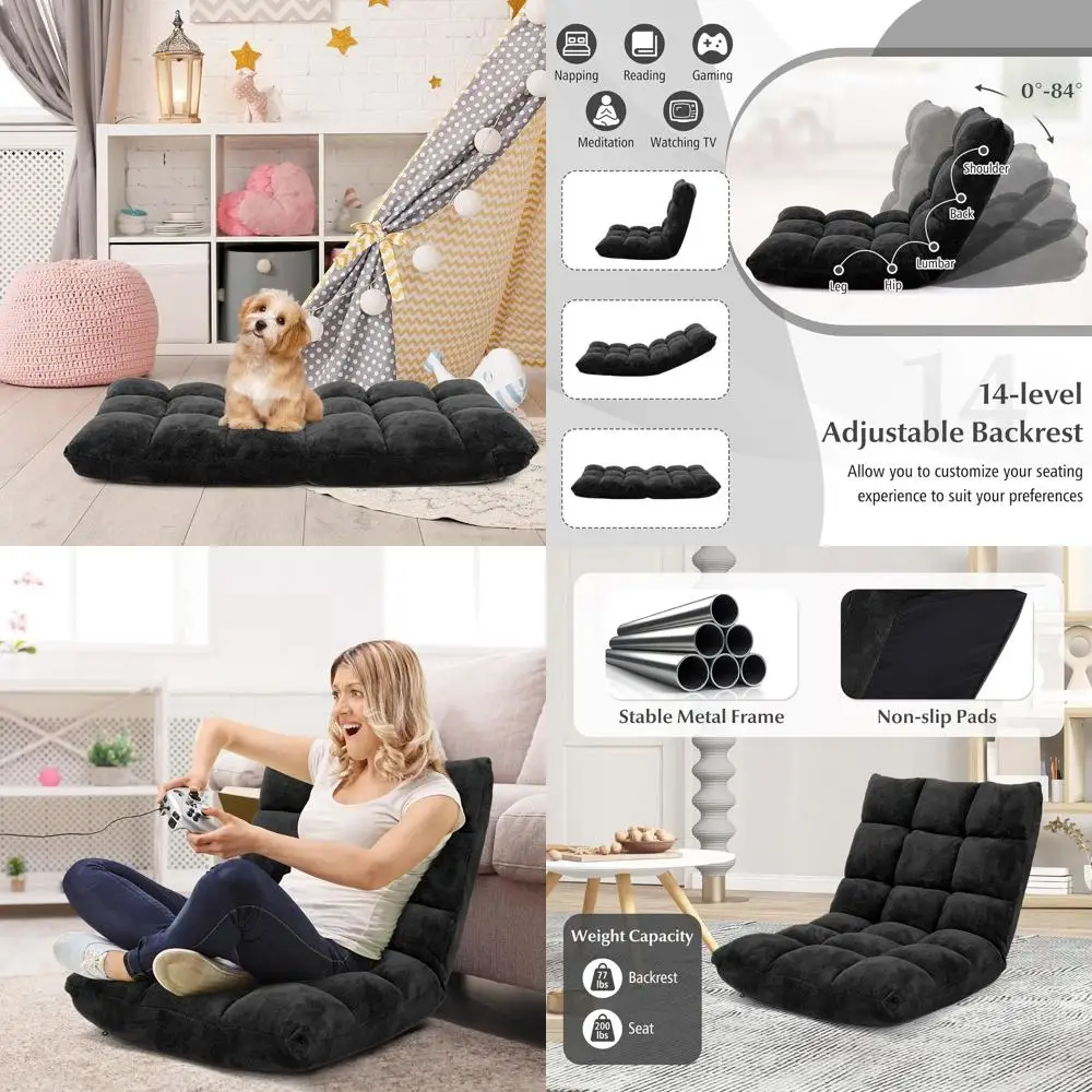 

Adjustable Reclining Gaming Chair with Folding Backrest, Padded Bed, 14 Positions, Ideal for Meditation, Living and Bedrooms