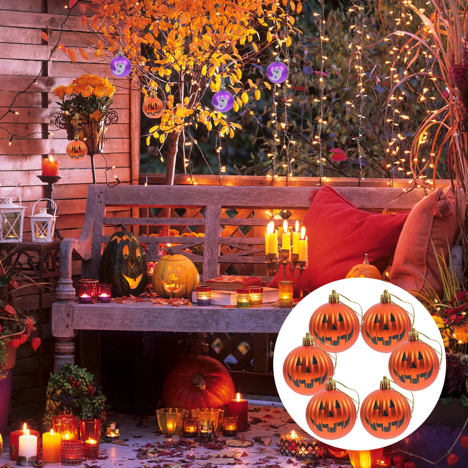 

6pcs Pumpkin Ball Halloween Hanging Decor For Party Spooky Home Decoration Festival Ornament Supplies Balls Pendants