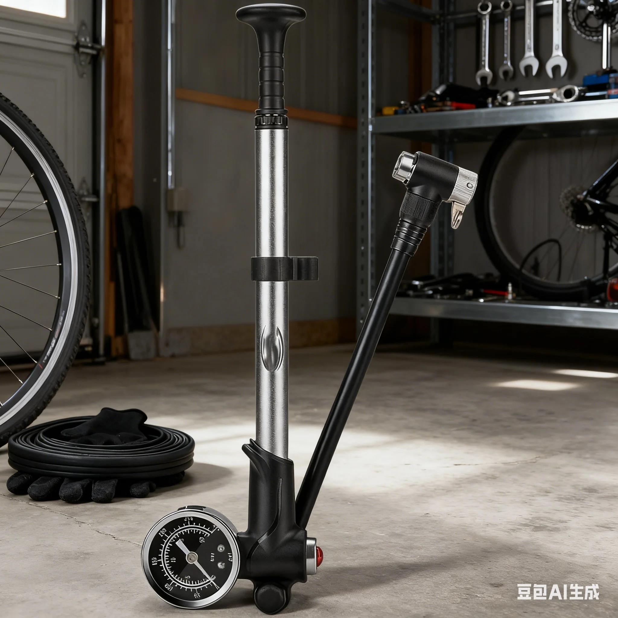 

Aluminum Alloy Bicycle Air Pump With Gauge Aluminum Alloy High Pressure Inflator For-Schrader For-Presta Cycling Accessories