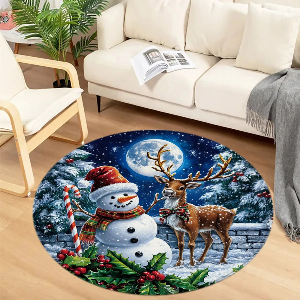 

Vintage Flower Bush Cat Round Carpet Cute Pet Living Room Decoration Bedroom Carpet Household Floor Mat Washable Leisure Carpet