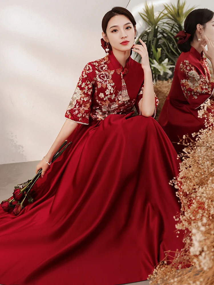 

Yourqipao китайское платье Cheongsam для беременных женщин, одежда для тостов, женское летнее свадебное платье Ципао для помолвки