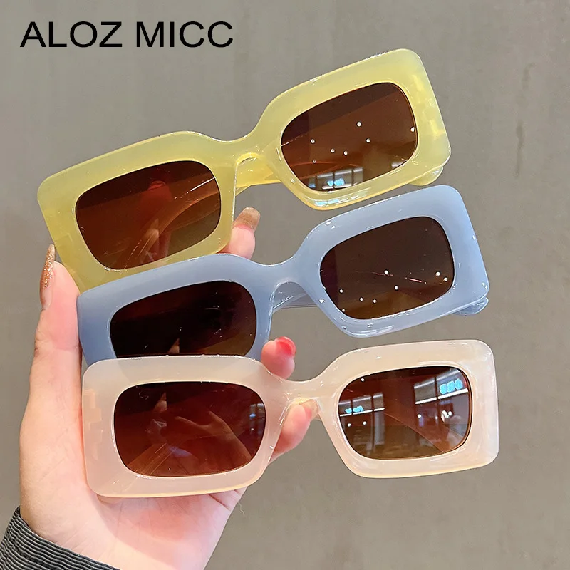 

Fashion Rectangle Women Sunglasses Clear Ocean Lens Polychrome Eyewear Brand Designer Vintage Men Punk Sun Glasses UV400