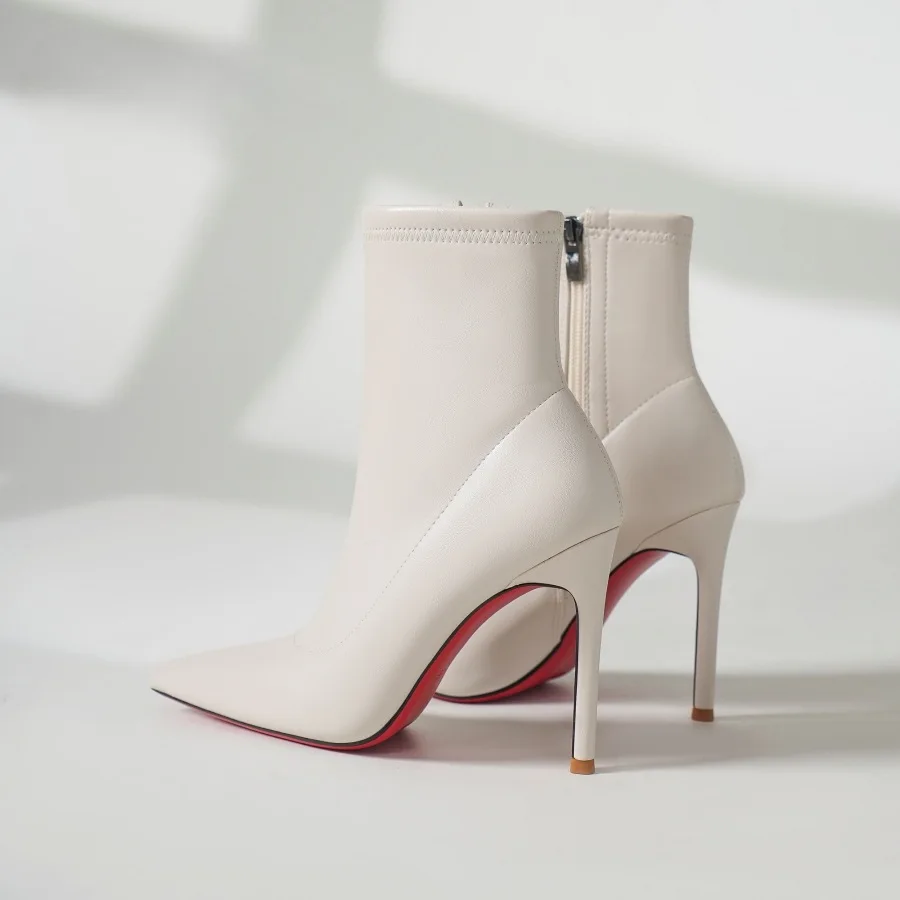 

Autumn/Winter New Arrival Mid-Calf High Heels, Sexy Red-Soled Stilettos, Women's Pointed-Toe Ankle Boots & Pumps