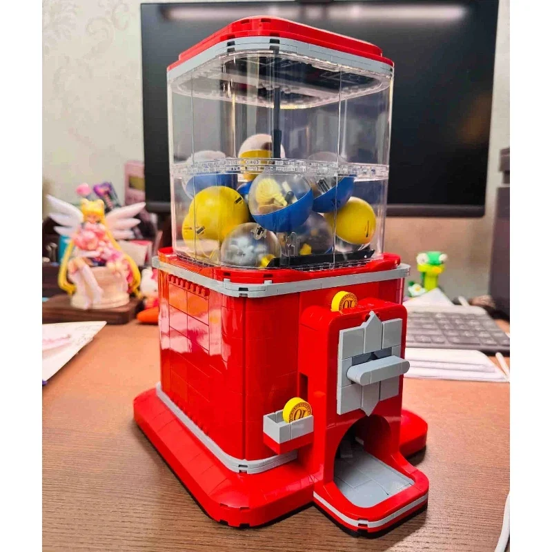 2025 새로운 창의 아이디어 자판기 세트 빌딩 블록 동전 작동식 놀이 게임 브릭 장난감 여자아이 남자아이 생일 선물 1343개