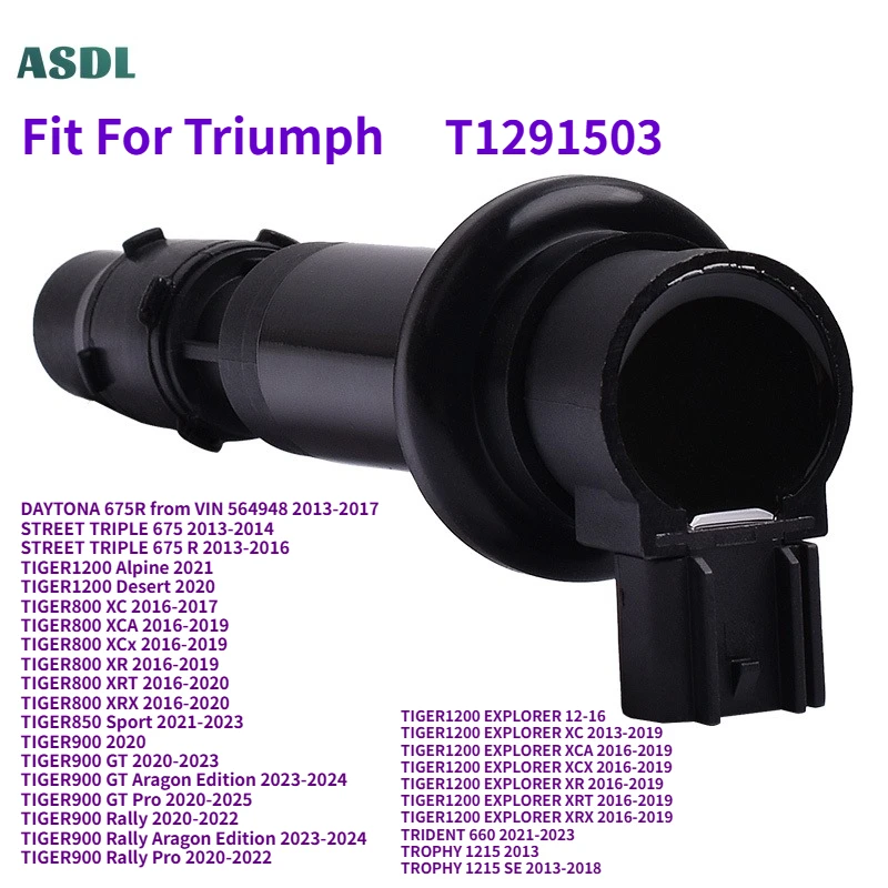 

T1291503 1/3pc Motorcycle Ignition Coil Spark Plug Caps Fit for Triumph DAYTONA 675R STREET TRIPLE 675 TIGER1200 TIGER 800 900