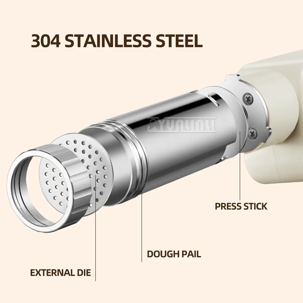 Portable Wireless Noodle Maker with 5 Different Stainless Steel Molds Fast Pressing Pasta Machine Kitchen Tool