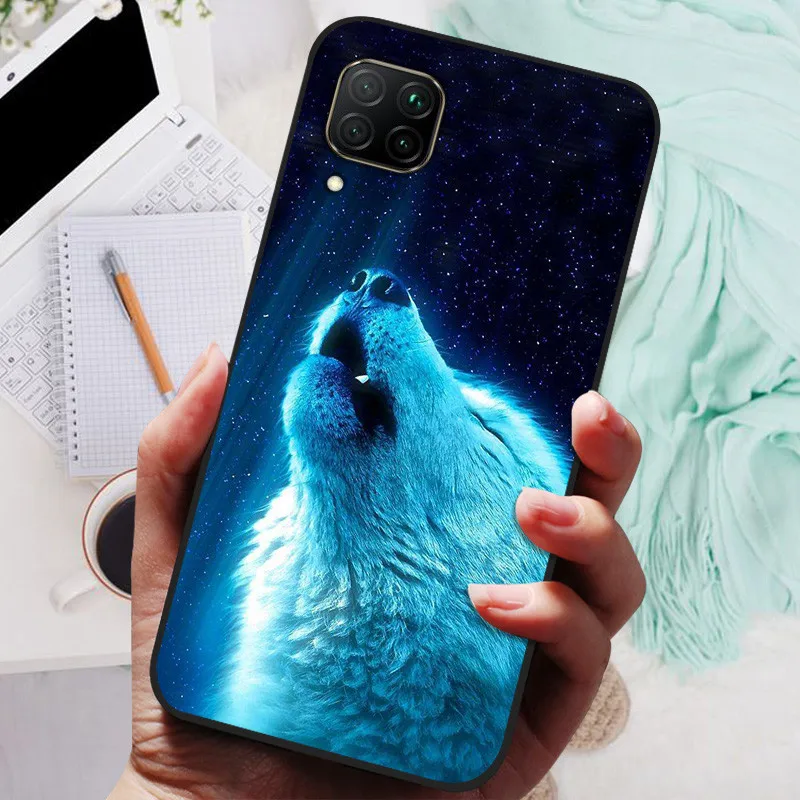 Para huawei p40 lite caso novo tpu silicone à prova de choque gato capa de telefone para huawei p40 lite funda em p40lite flor impressão macia