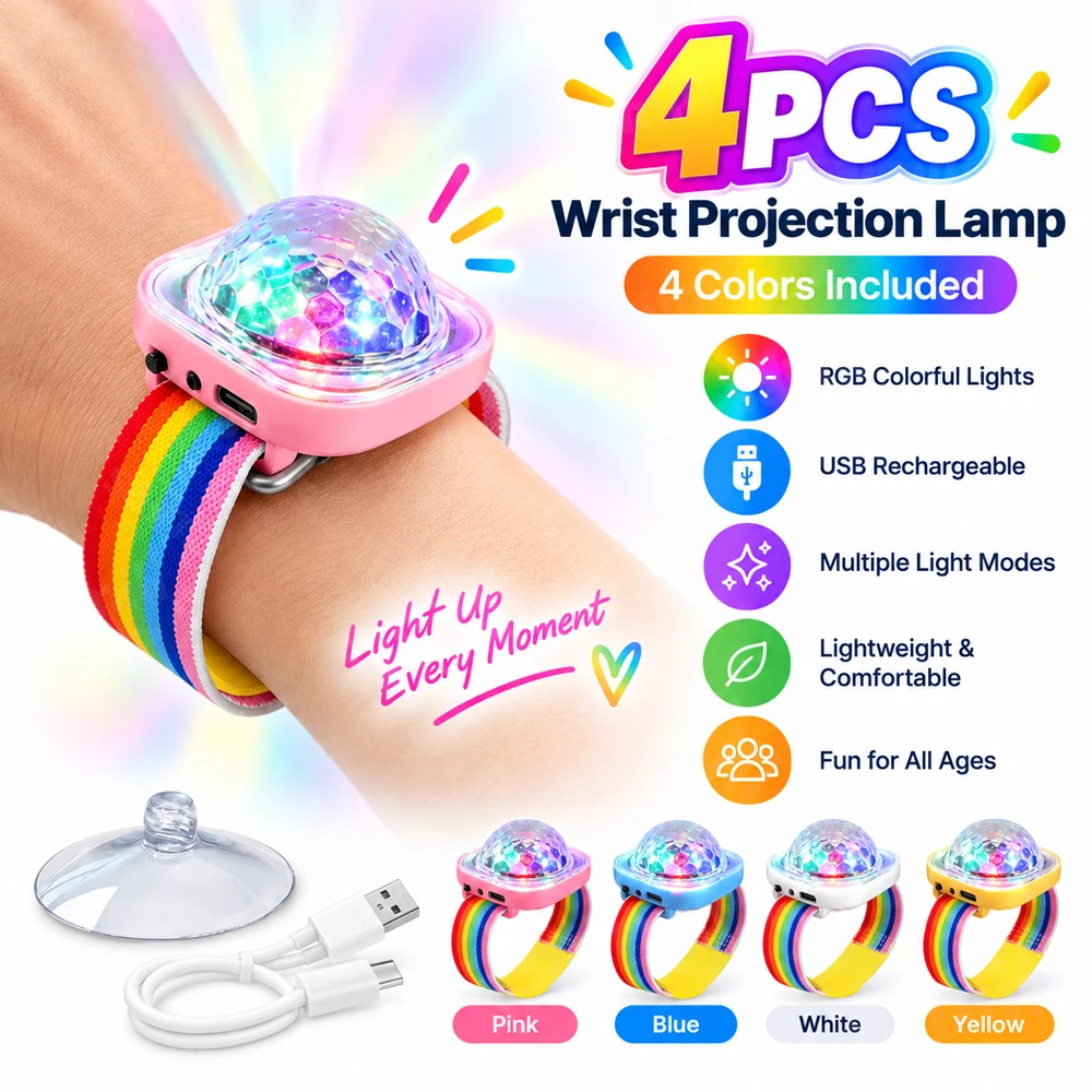 4PCS RGB Sound Control Disco Bracelet Light Wearable Wrist Magic Ball Lamp Portable Stage Lighting For KTV Bar Family Gathering