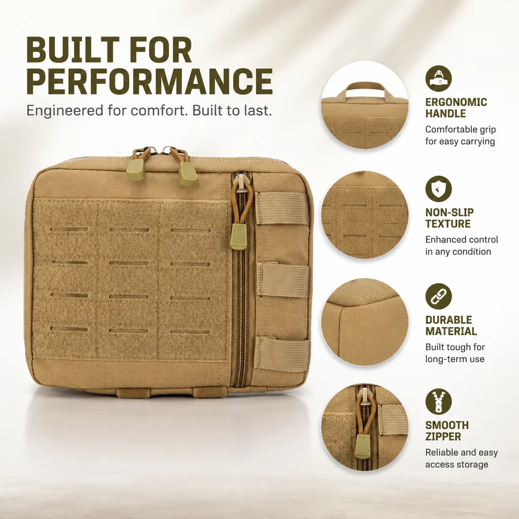 Tactical Molle Admin Pouch Multi-Purpose Laser-Cut Organizer Outdoor Sports Utility Waist Pack EMT Survival EDC Tool Pouch Bag
