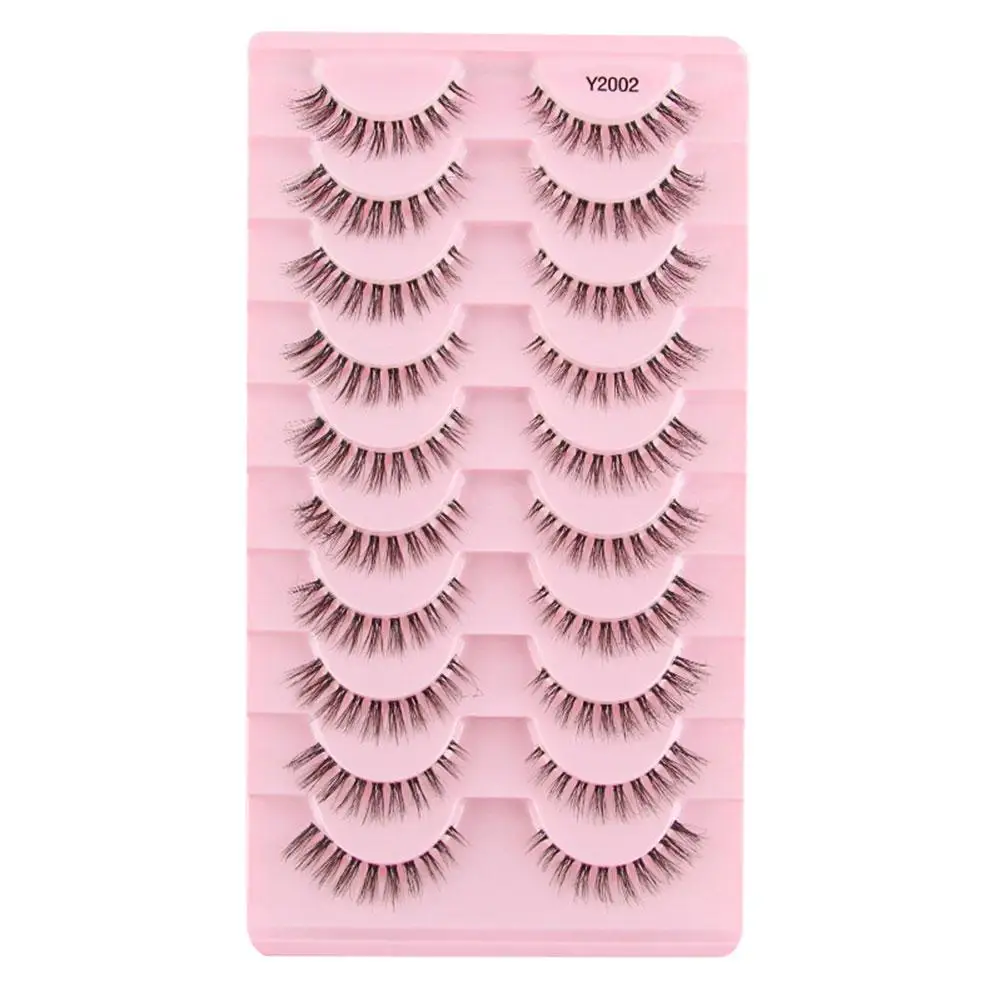 YSDO-Natural Mink Lashes, Macio, Metade, Falso 3D, Fofo, Mink Cílios, Ferramentas de Maquiagem, Curto, Alta Qualidade, M2, P6, 10 Pares