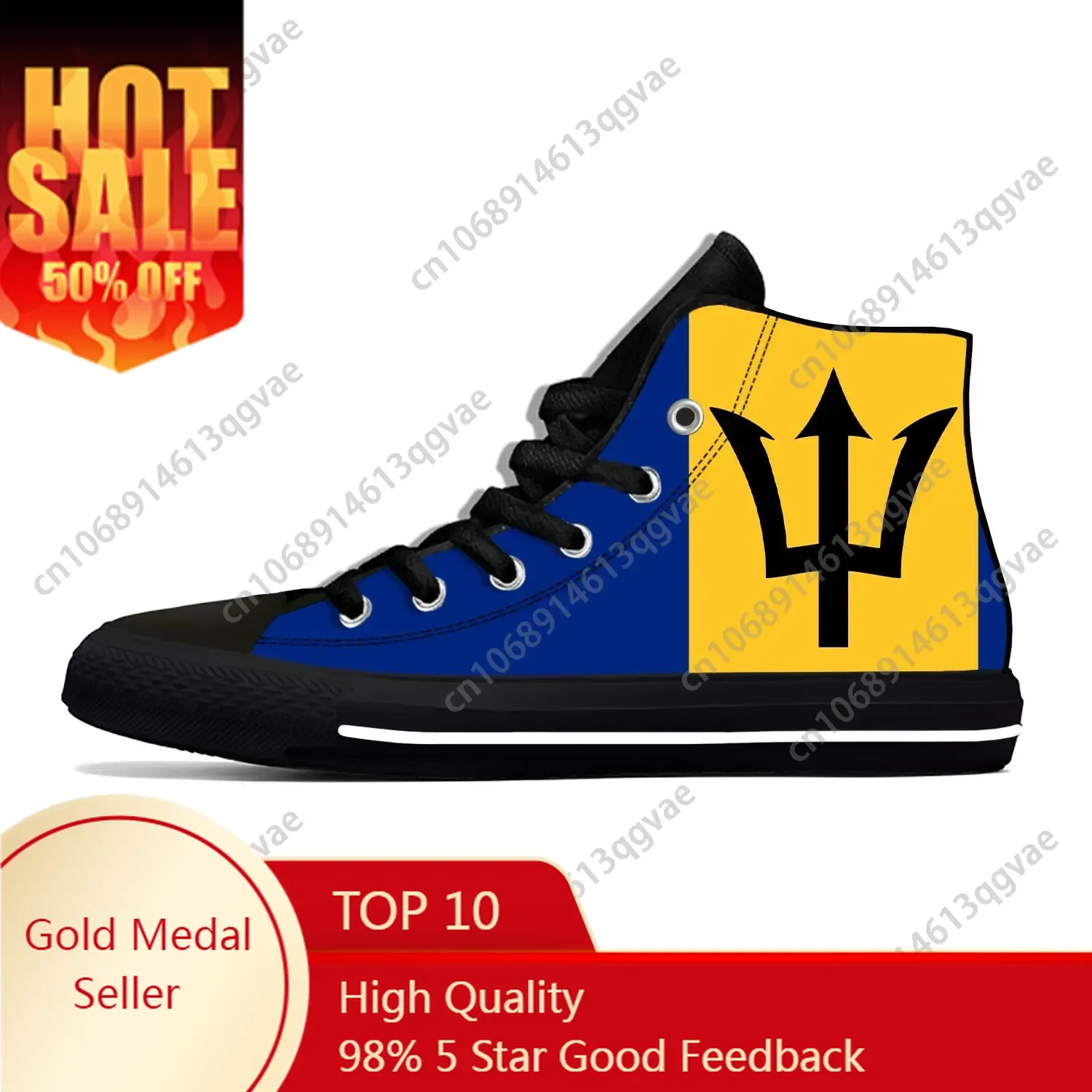 Barbados Flag Patriotic High Top Sneakers Mens Womens Teenager Canvas Lightweight Sneaker Casual Couple Custom Made Shoes