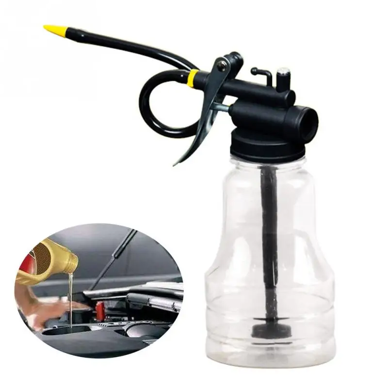 250cc Transparent High Pressure Pump Oiler Lubrication Oil Can Plastic Machine Oiler Grease 245mm Length Flex Gun