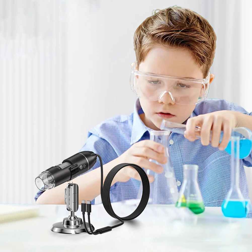 

Цифровой микроскоп 1600X с 8 светодиодами, портативный электронный эндоскоп для оценки ювелирных изделий, для iOS и Android