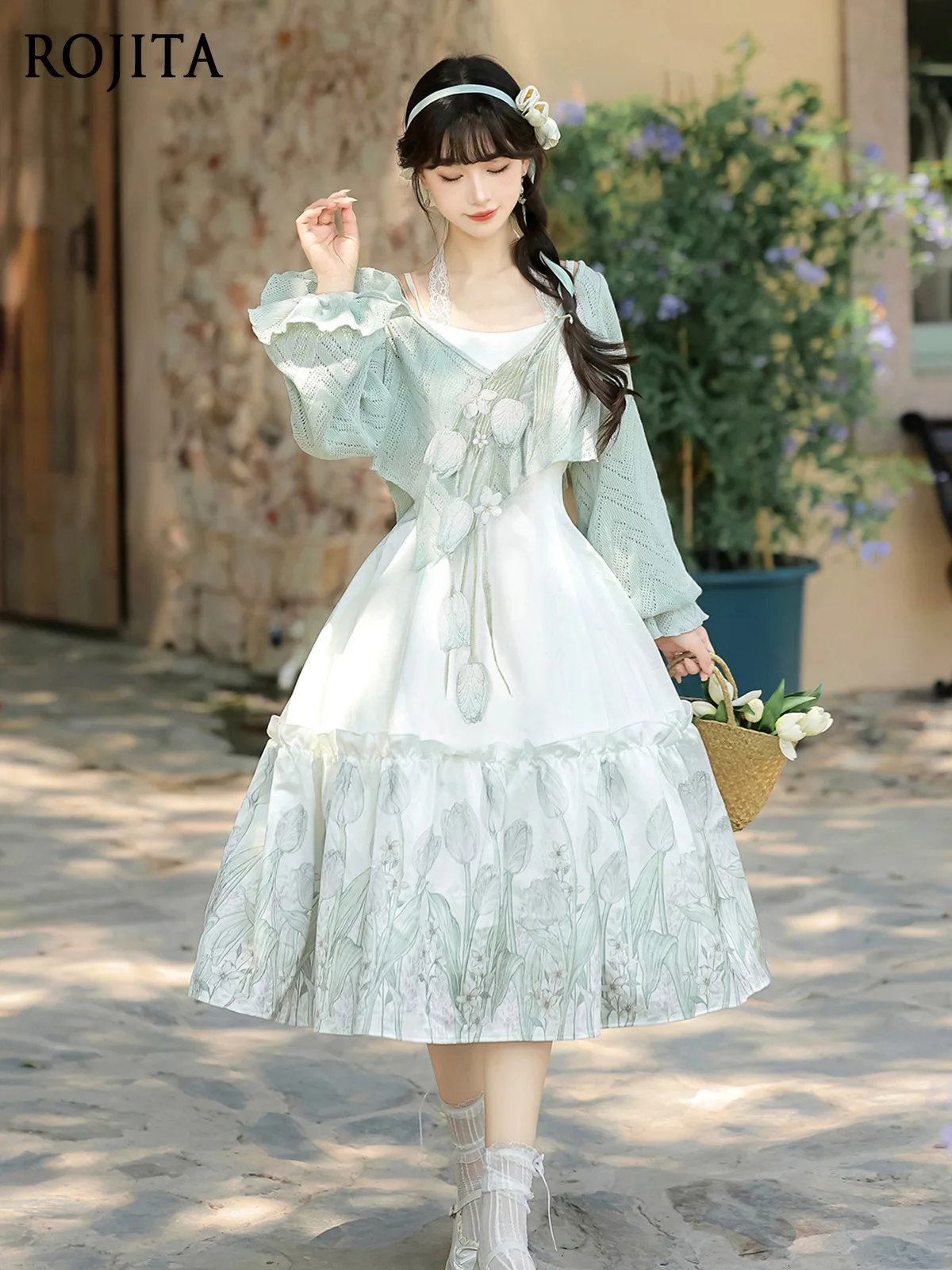 

Тюльпан, оригинальный улучшенный элемент Хан, новый топ и платье в китайском стиле, комплекты из двух предметов, женские наряды, комплект Лолиты в национальном стиле