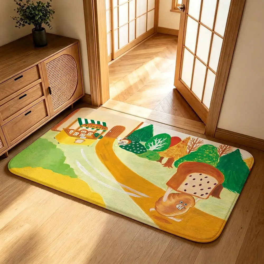 Art-Bread ThiefS Floor Mat Shower Foot Mat, Bedside Carpet, Entrance Absorbent Doormat, Soft Non-Slip