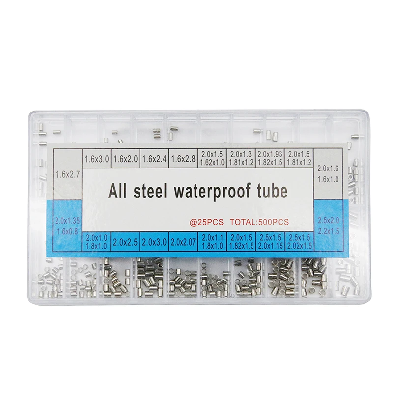 Peças de relógio 500 acessórios de relógio para tubos de metal à prova d'água para proteger a coroa de relógios em caixa, tamanho 20