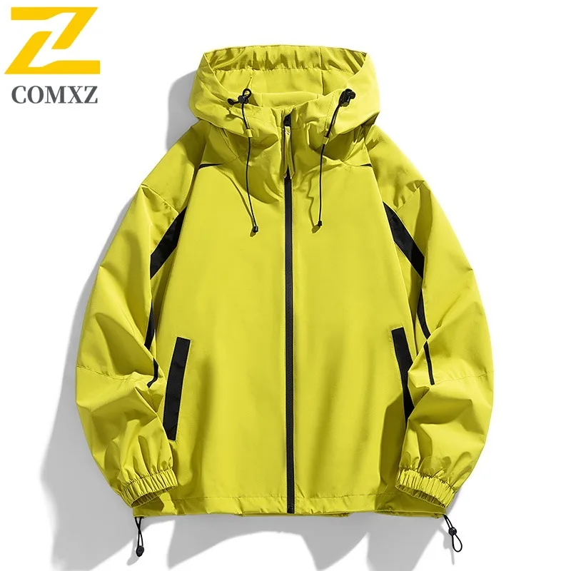 

COMXZ 2025 Мужская и женская рабочая одежда с капюшоном для пар, весенне-осенняя модная горная уличная водонепроницаемая повседневная куртка