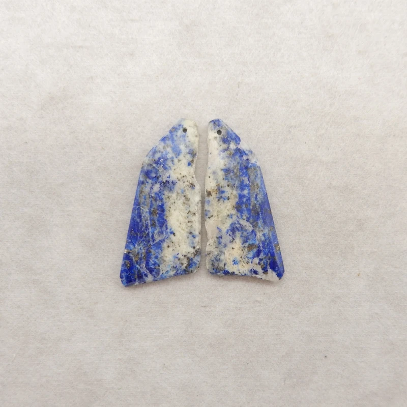 Blue White Lapis Lazuli Natural Stone Nugget Earrings 53x23x4mm 17g Fashion Accessory for Parties And Banquets DIY Jewelry