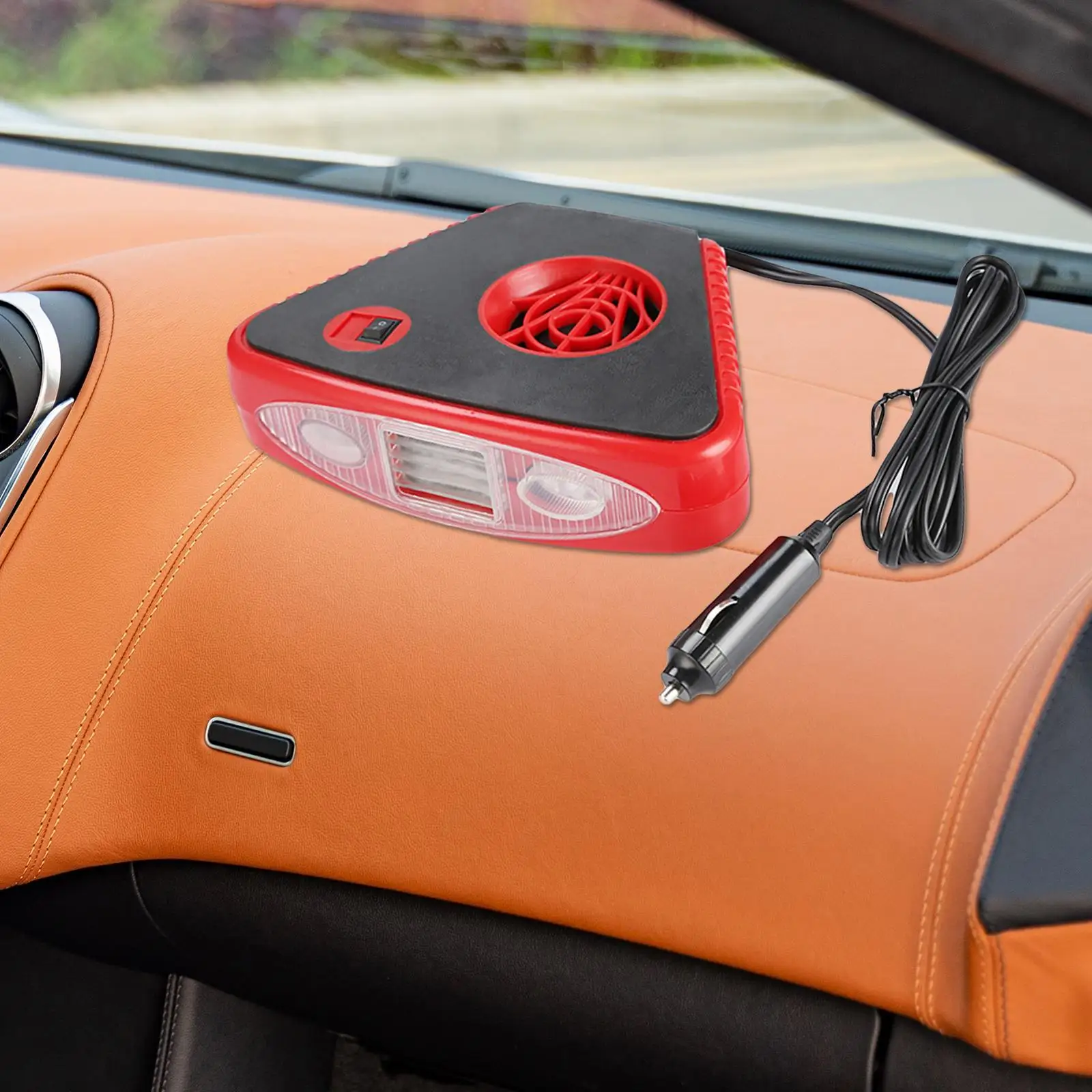 مروحة سخان السيارة المحمولة مع الضوء ، مقبض قابل للطي ، 360 درجة للتدوير ، اكسسوارات السيارات ، متعددة الوظائف ، 12 فولت ، 150 واط