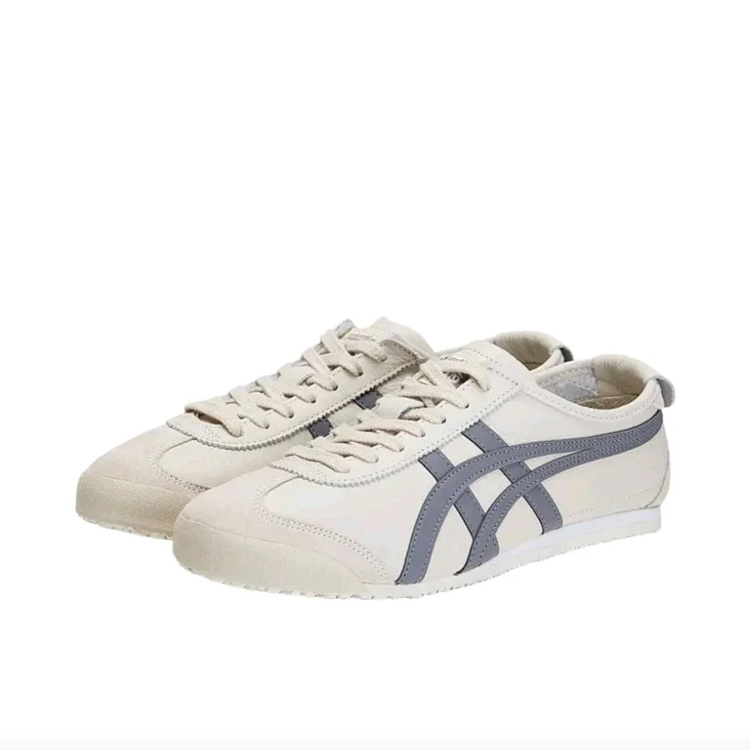 أحذية Onitsuka Tiger MEXICO 66 للرجال والنساء للتزلج، نمط الحياة، أحذية رياضية شعبية، أبيض/رمادي #3