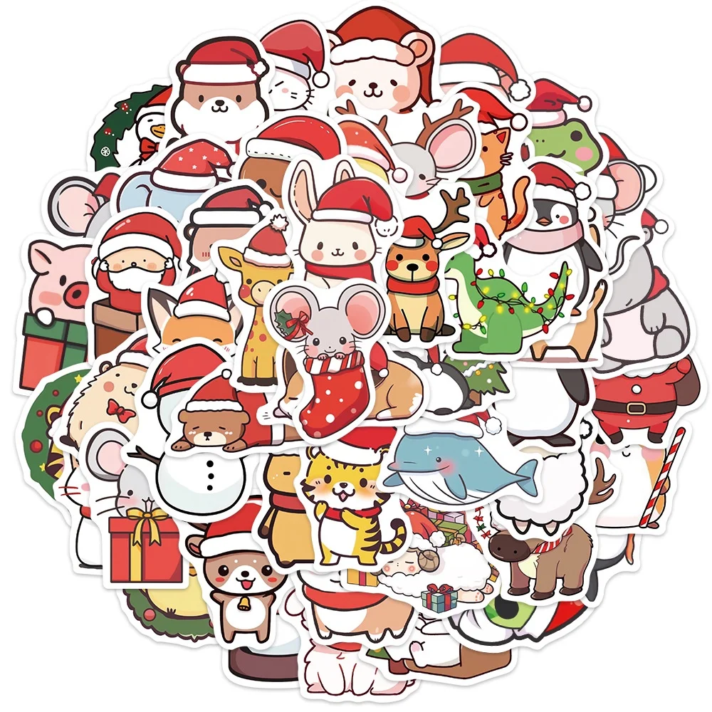 50PCS Weihnachten Tiere Wasserdichte Graffiti Aufkleber für Für Helm Fahrrad Hand Konto Bleistift Fall BulingBulingStickers Shop