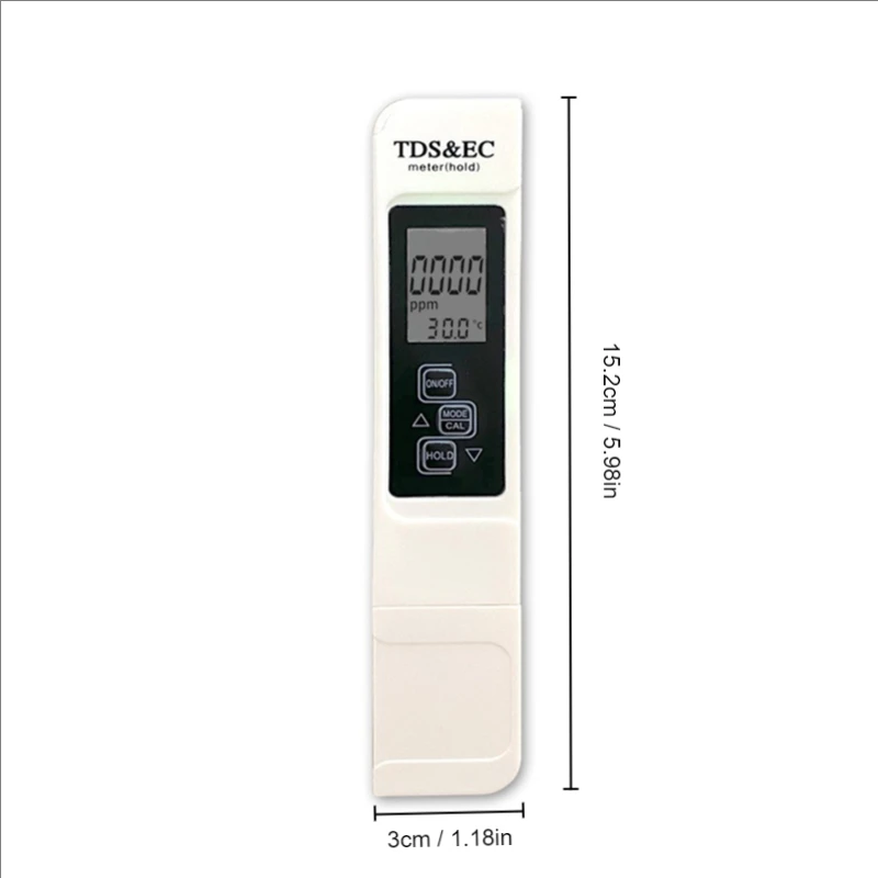 Testeur d'Eau Numérique Blanc TDS, Haute Précision, Multifonctionnel, Grand Écran, 1 Pièce