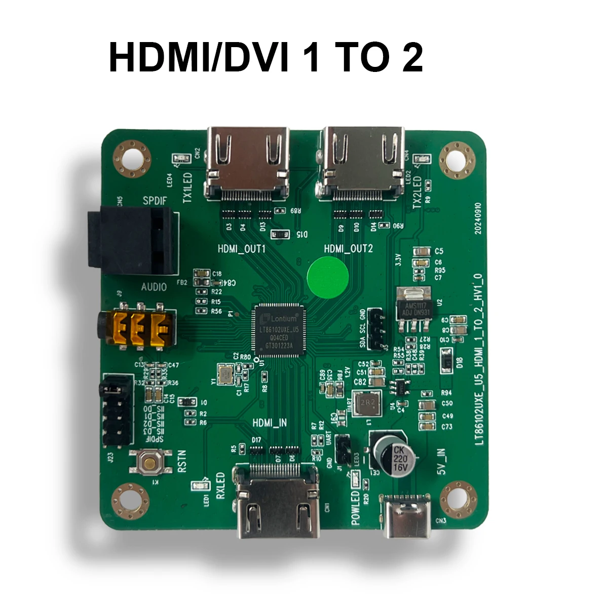LT86102UXE( Demo Board)-HDMI /DVI2.0 1 to 2 ,max 6Gbps high speed data rate, adaptive equalization RX input and pre-emphasiz out