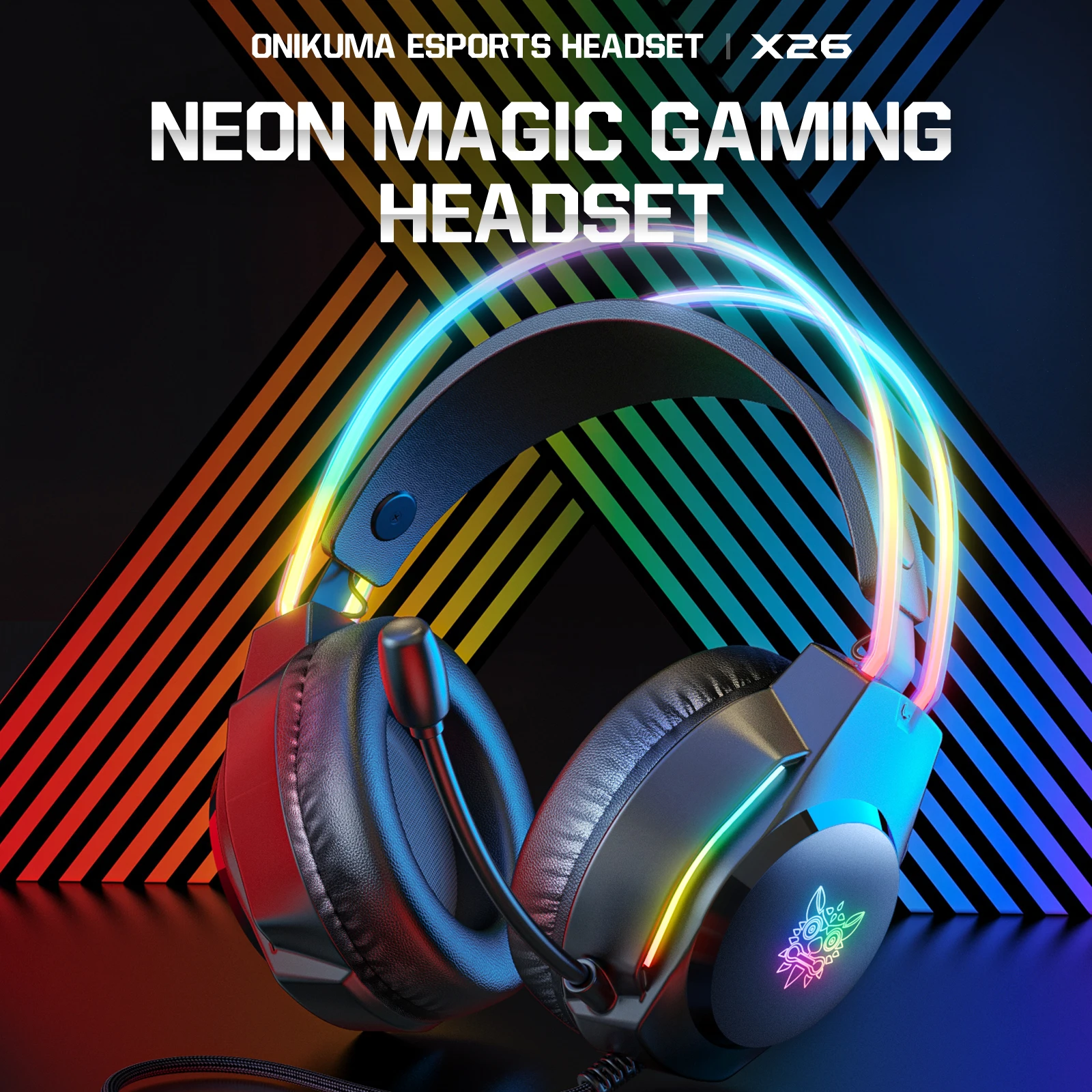 ONIKUMA X26 auriculares con cable con diadema luz RGB micrófono Flexible Control de botón auriculares para juegos Gamer para ordenador PC