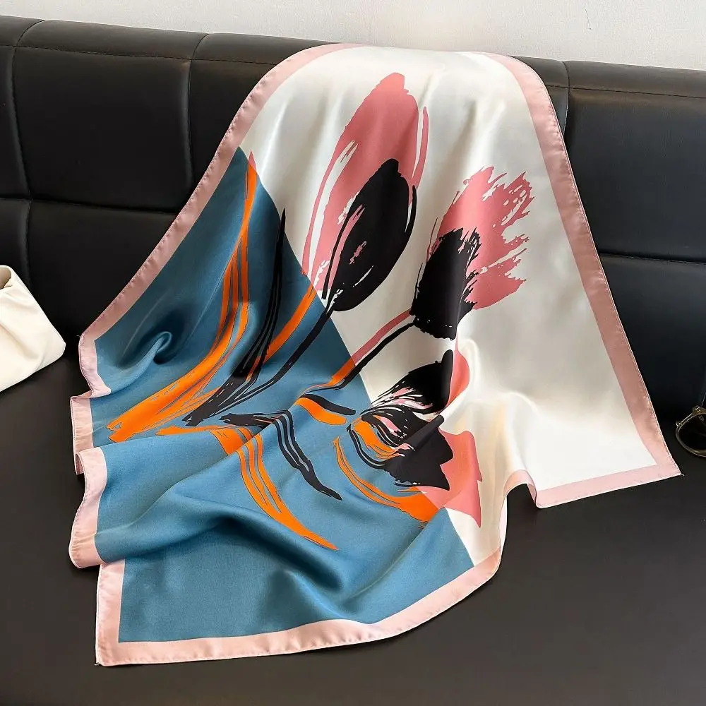 

Elegant Polyester Lily Scarves Wrap 70x70cm Versatile Women Satin Hijab Square Neckerchief Women Fashion