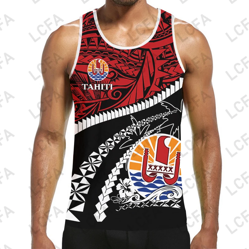 

Men Polynesia Tahiti Country 3D Vest Streetwear Harajuku Oversized Short Sleeve Sport Pullover Summer Tank Tops Tees work out