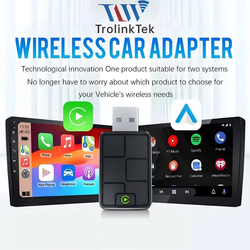 

Проводной и беспроводной адаптер CarPlay TrolinkTek для OEM автомобильной стереосистемы с USB Plug & Play Smart Link Phone Автоматическое подключение WIFI6