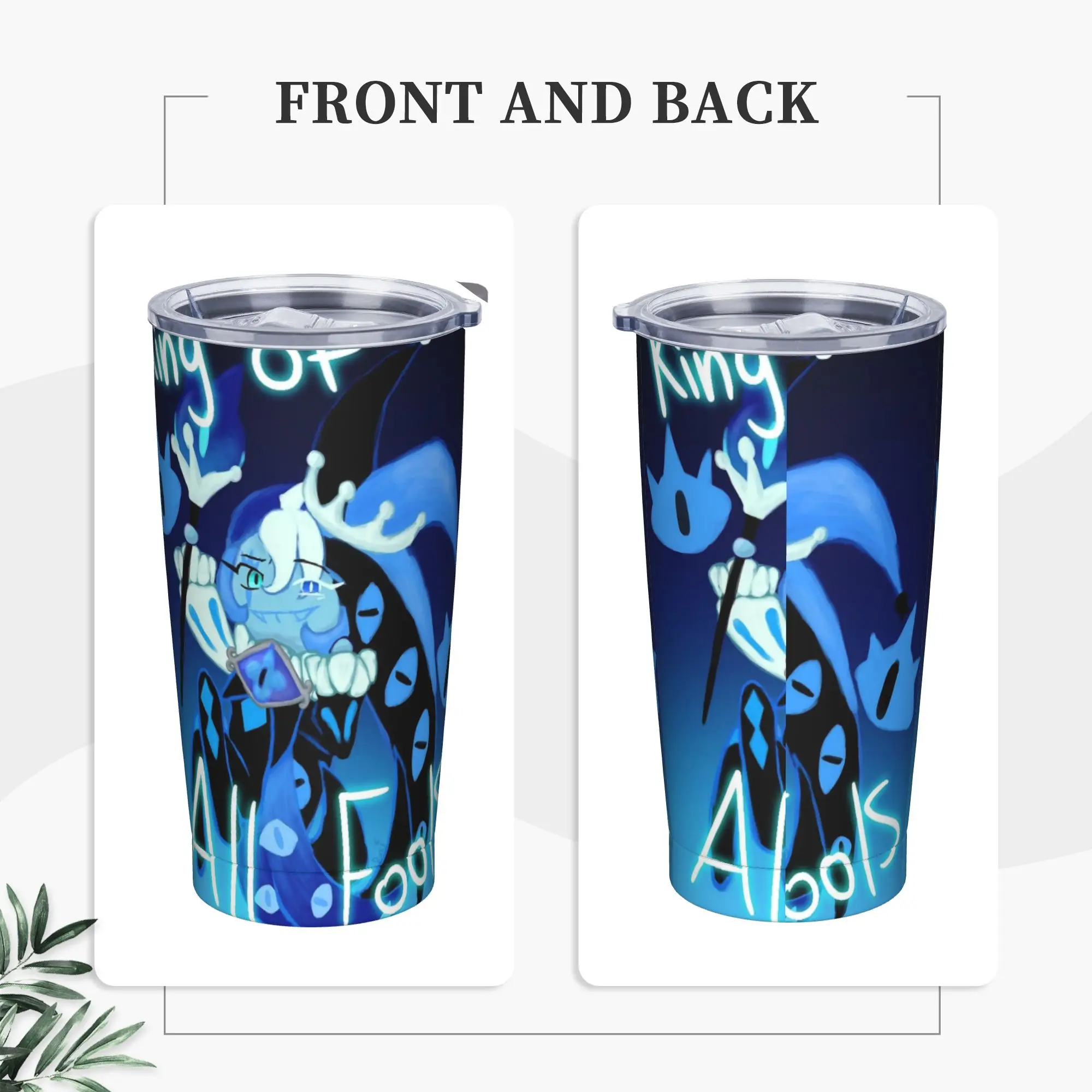 King of All Fools Shadow Milk Cookie Insulated Tumbler with Straws Lid Cookie Run Vacuum Thermal Mug Hot Cold Drinks Cups, 20oz