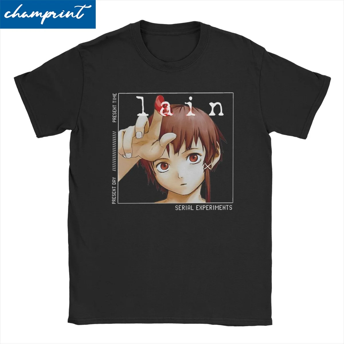 Men Women's Anime Serial Experiments Lain T Shirt Lwakura Sci Fi Manga 100% Cotton Tops Vintage O Neck Tees Plus Size T-Shirts