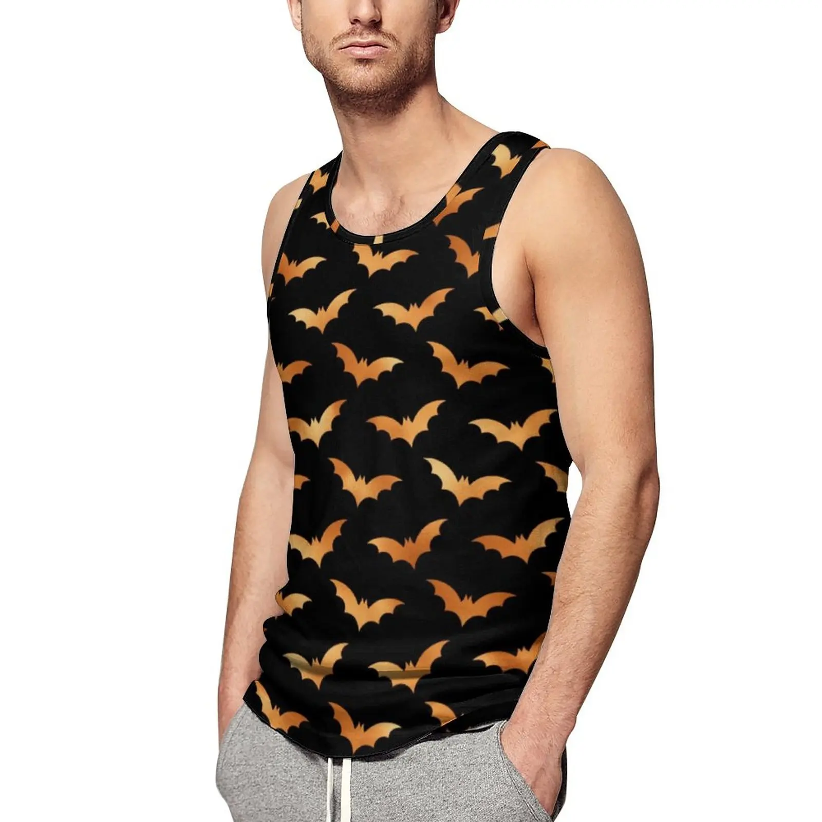 Spooky Bat Bats Tank Top Man Halloween Print Workout Oversized Tops Summer Fashion Design Sleeveless Shirts