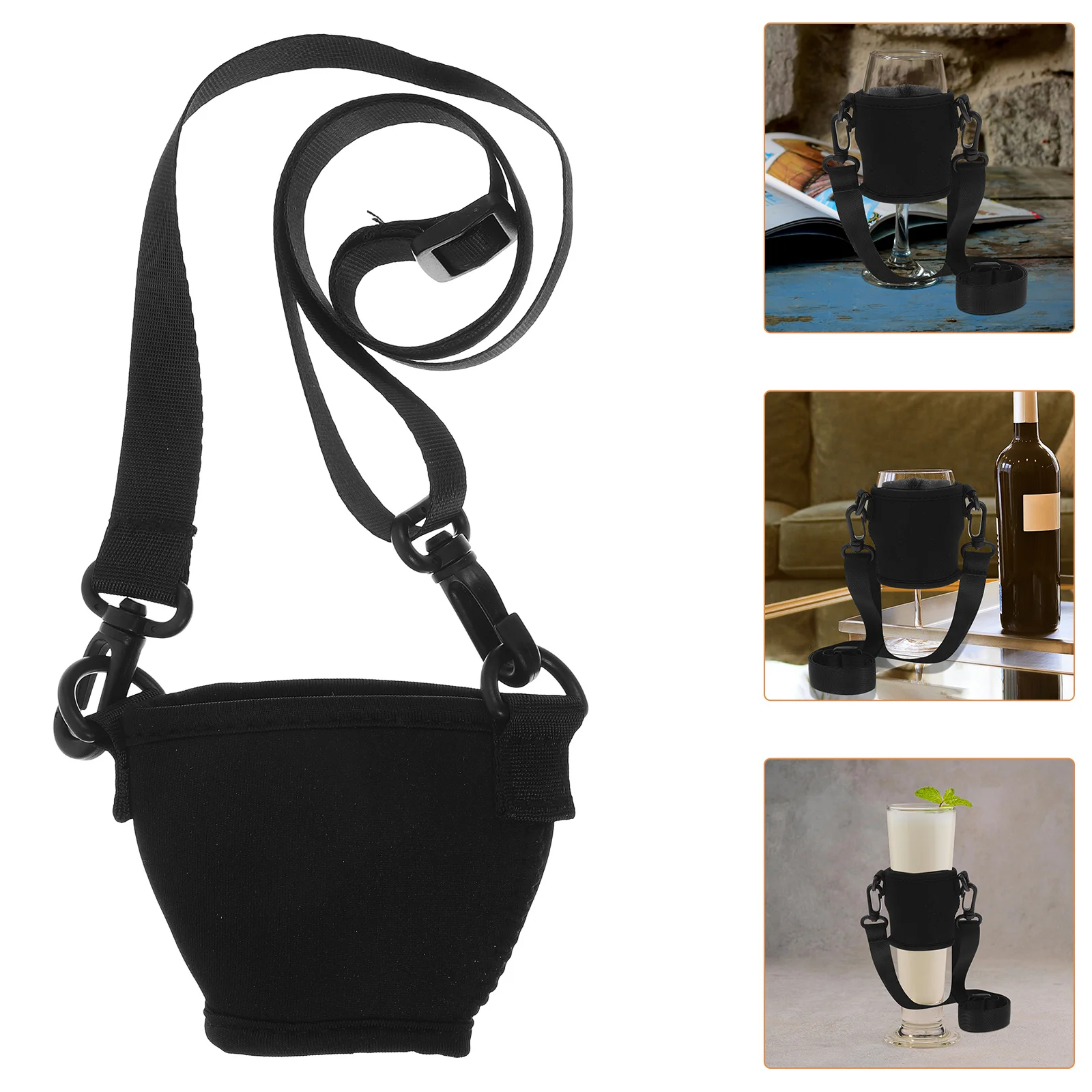 

4 set Wine Glass Holder Insulated Neoprene Lanyard Adjustable For Outdoor Parties Picnics Festivals Stemmed Glasses Drinks