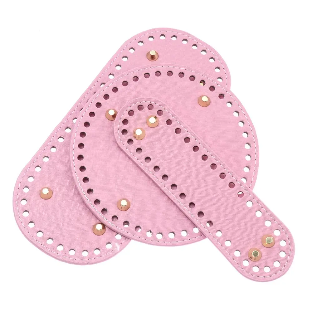 

Oval Handmade Bottom Crochet Bag With 52 holes Bag Accessories for Knitted Bag PU leather Long Bag Bottom