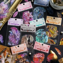 40pcs Colorful Feathers Collection Decorative PVC Stickers Pack Scrapbooking Material Label Diary Cup Phone Junk Journal Planner