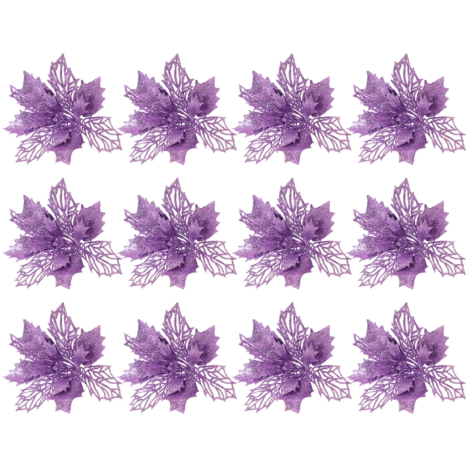 

12pcs Christmas Tree Flowers Garland Hanging Decor Poinsettia Ornaments Holiday Fireplace Xmas Party Decoration