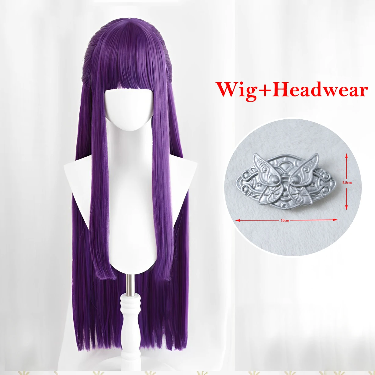 Alta qualidade samambaia cosplay peruca, cabelo sintético resistente ao calor, roxo profundo, anime perucas retas, role play de Halloween