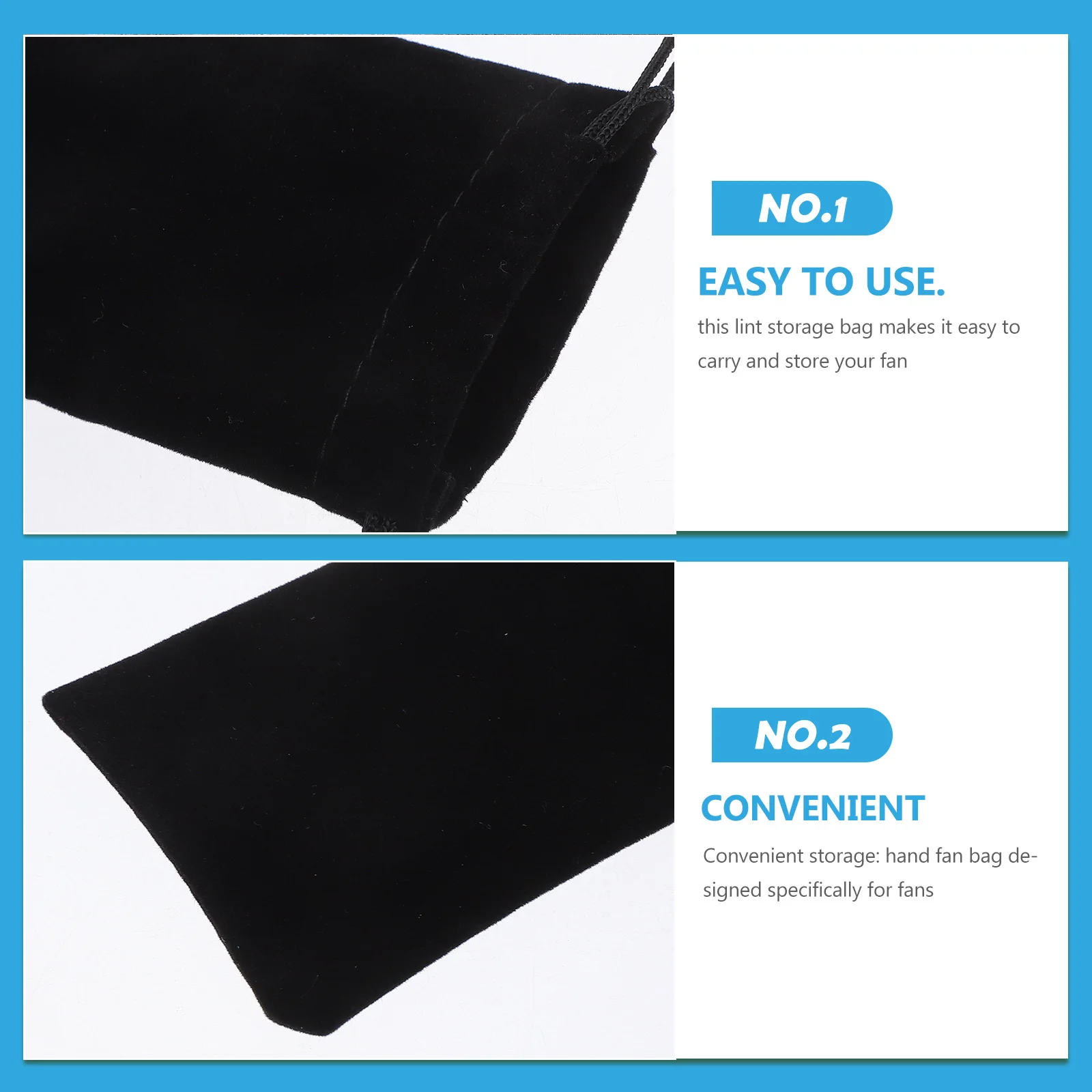 Sac de rangement pour éventail à main, 2 pièces, pochette pliable en flanelle, poche à cordon, housse de protection, organisateur d'articles de petite taille, sac de sport