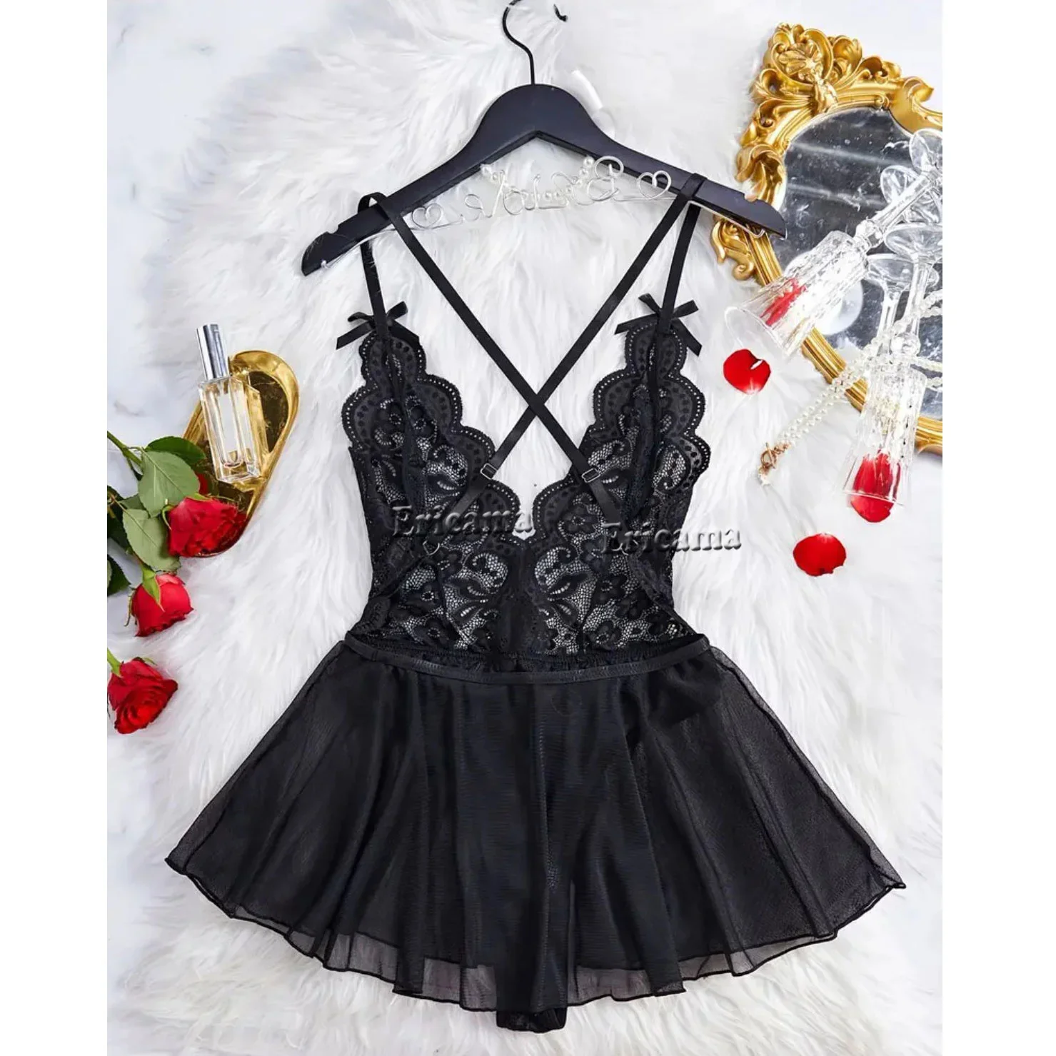 2024 Sexy Lingerie Crotchless Lace Bra And Panty Underwear Set Women Lace Costumes Open Bra Underwear Sexy Bodysuit Dress Women