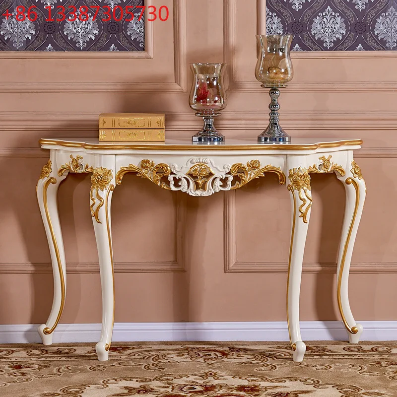 

Приставной столик в европейском стиле с золотой отделкой, американский ретро-столик для прихожей, ультраузкий полукруглый столик для коридора