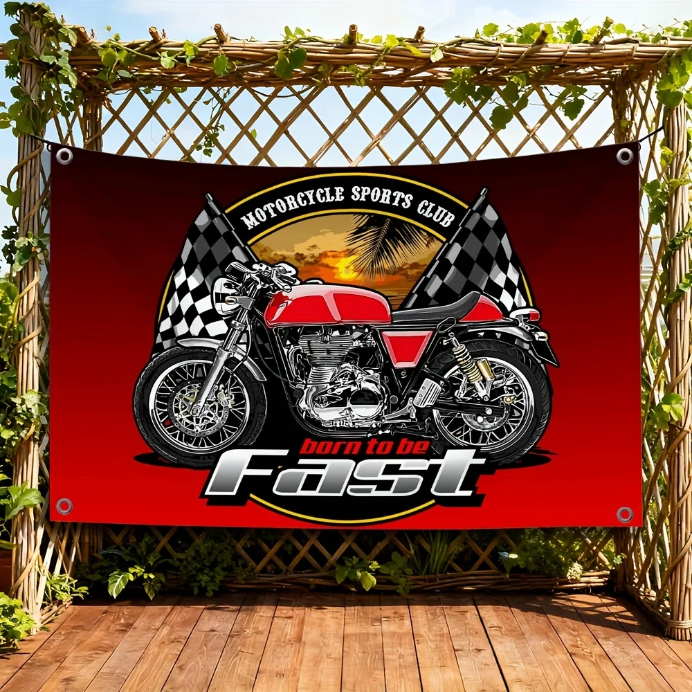 Motorcycle Biker Flag Banner Outdoor Yard Decor Sports Club Bike Decoration Born to be Fast Chopper Sign 60x90cm